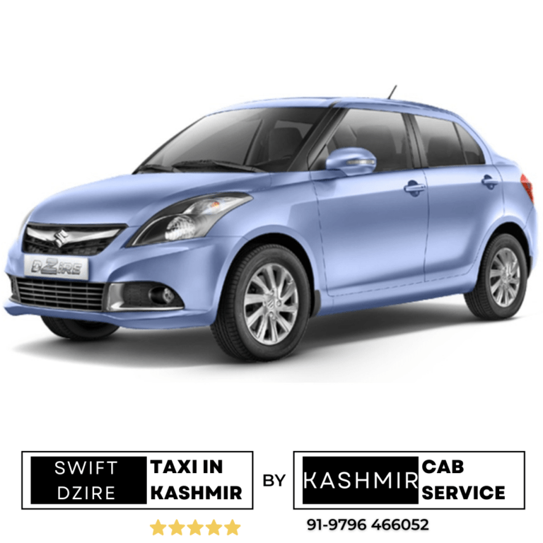 Swift Dzire taxi cab service Srinagar in Kashmir by Kashmir Cab service by Travel my Kashmir