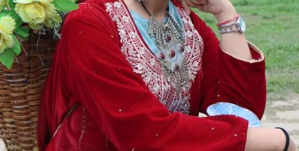 Beautiful Woman Wearing a Traditional Clothing of Kashmir