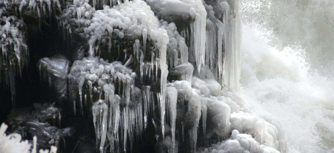A view of frozen drung waterfall Gulmarg Kashmir