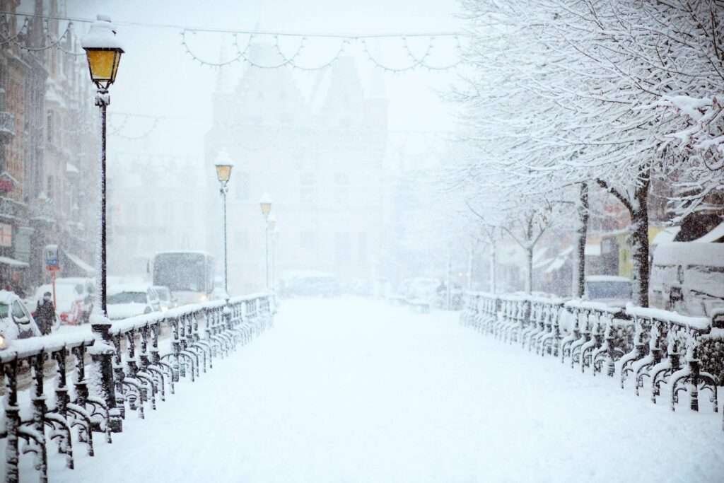Landscape Photography of snowfall in kashmir