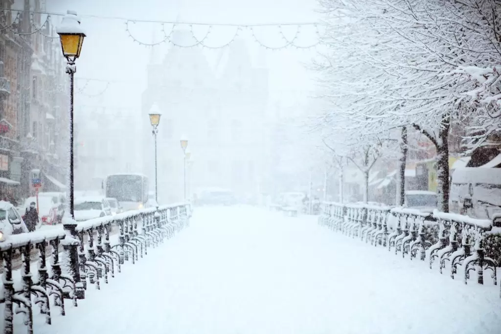 Landscape Photography of snowfall in Srinagar kashmir in January Month