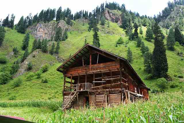 An old wooden house in gurez valley Kashmir