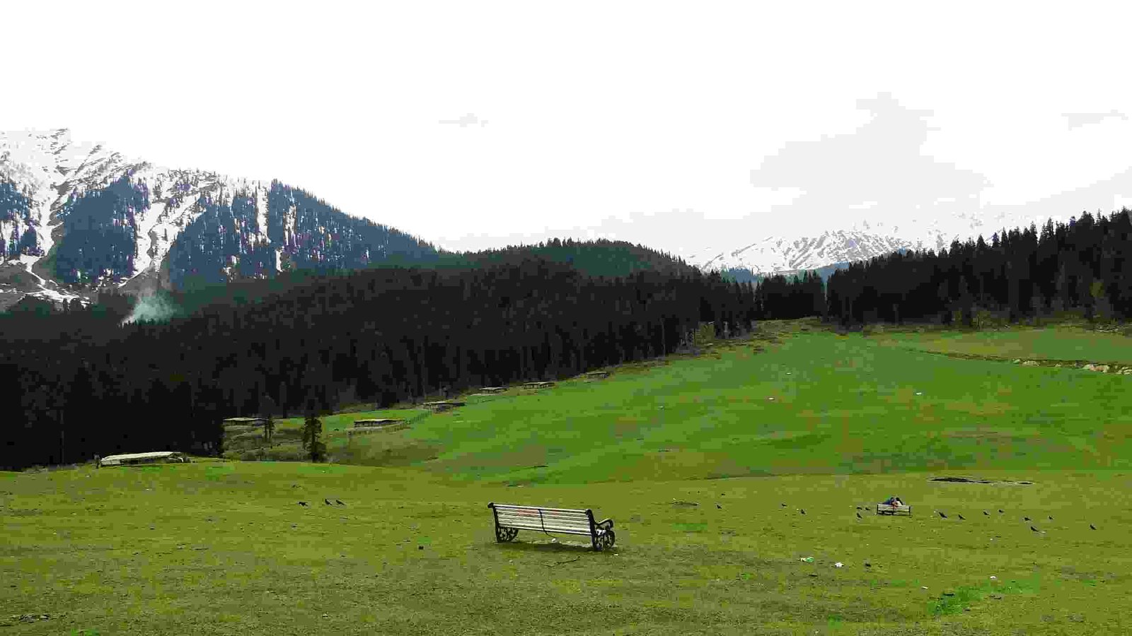 A bench with scenic view Doodhpathri Jammu Kashmir India