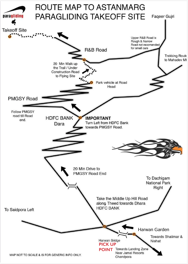 Paragliding in Kashmir road map