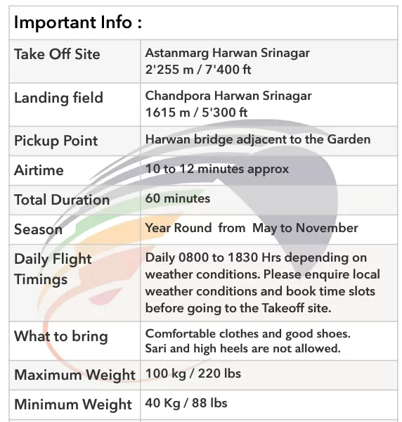 Paragliding in Kashmir price