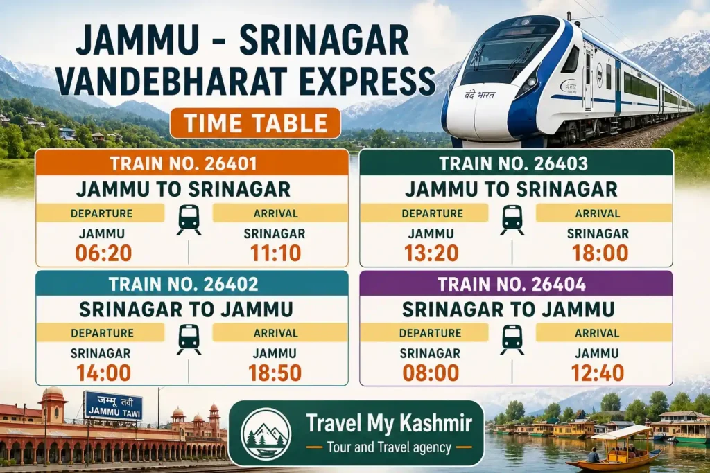 Jammu to Srinagar Vande Bharat Express train Timing