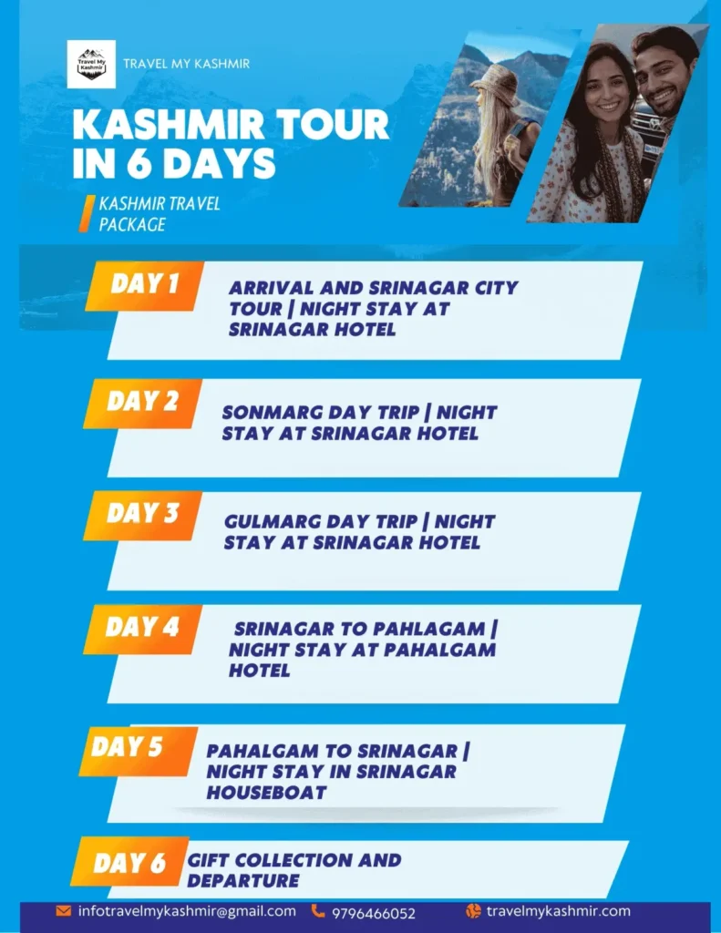 kashmir 6 days trave itinerary by Travel My Kashmir