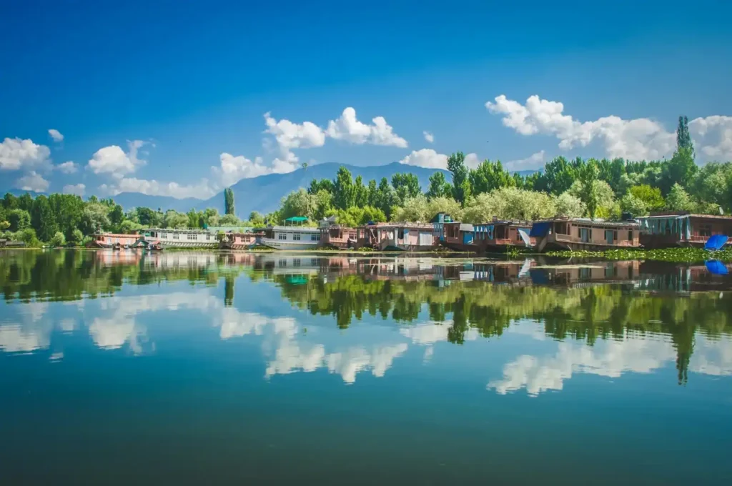 A view of Dal lake and Houseboats in Srinagar- Top 10 honeymoon places in Kashmir