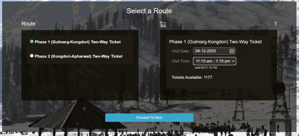 Steps to book Gulmarg gondola phase 1 tickets online