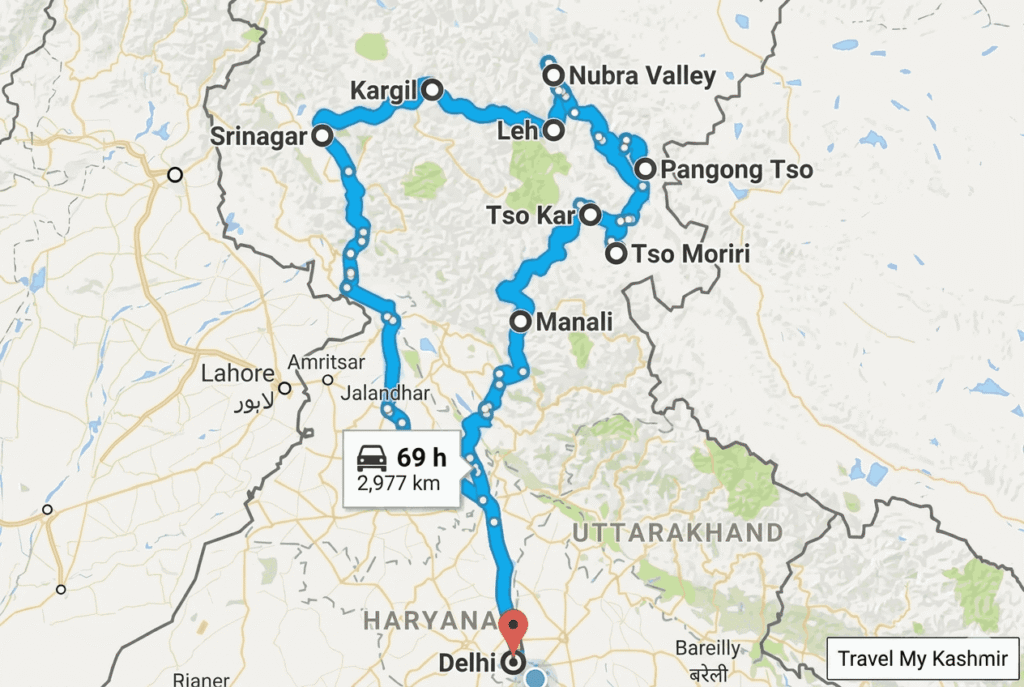 Leh Ladakh Map - Travel My Kashmir Tour and Travel Agency