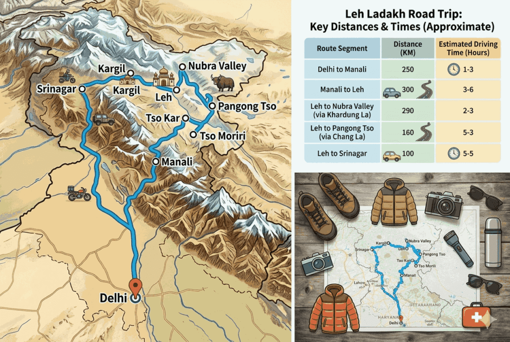 Leh ladakh route map