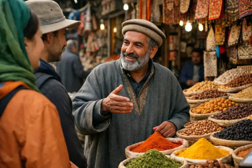 Tourist shopping in Srinagar market