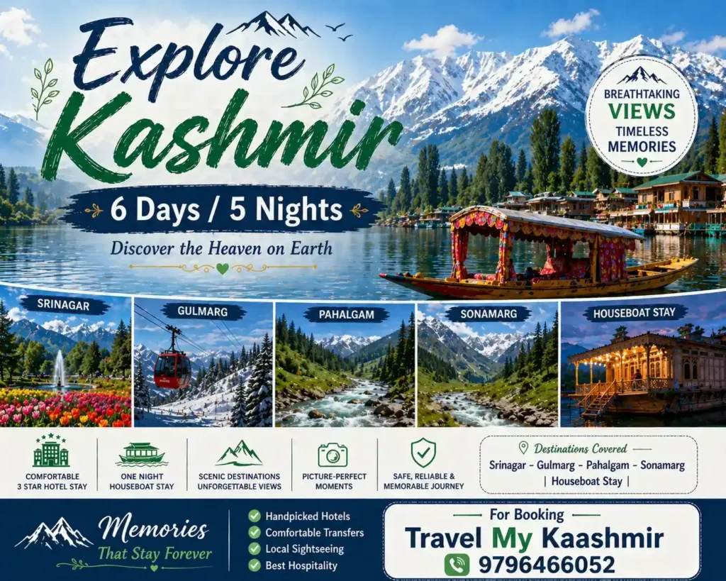 Explore Kashmir 6 Days-5 Nights- Kashmir Tour Packages by Travel My Kashmir