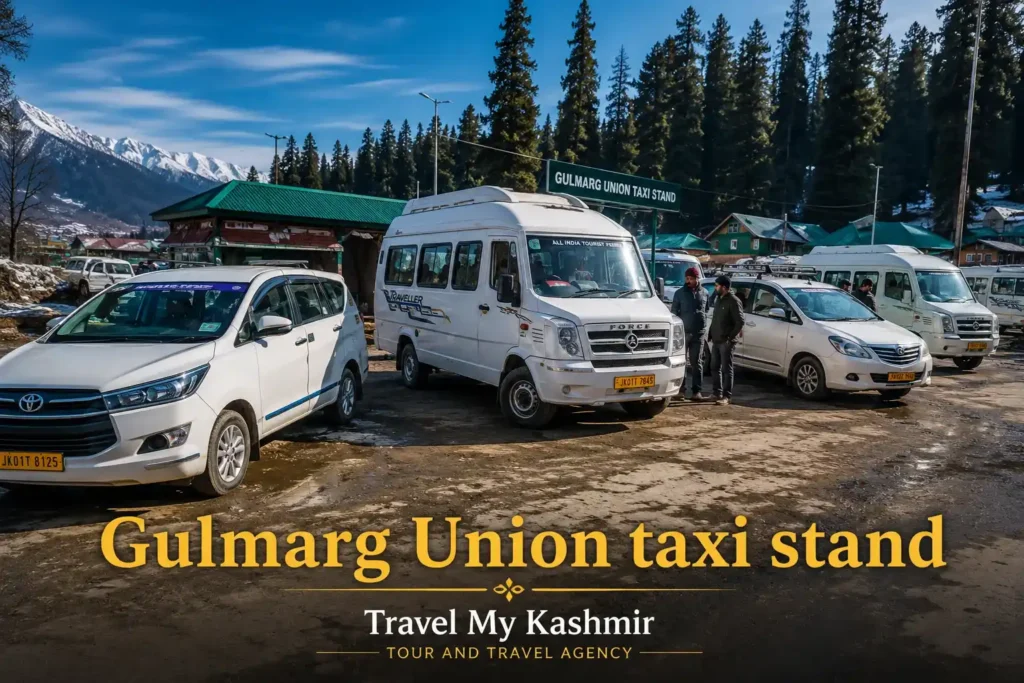 vehicles parked in Gulmarg Union Taxi Stand