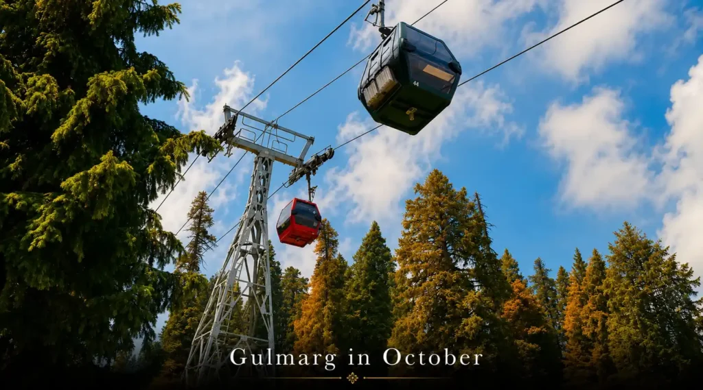 Gulmarg Gondola ride in October with autumn views of Kashmir mountains