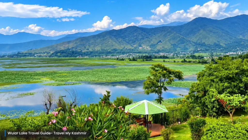 Wular Lake viewed from Watlab viewpoint with mountains in the background