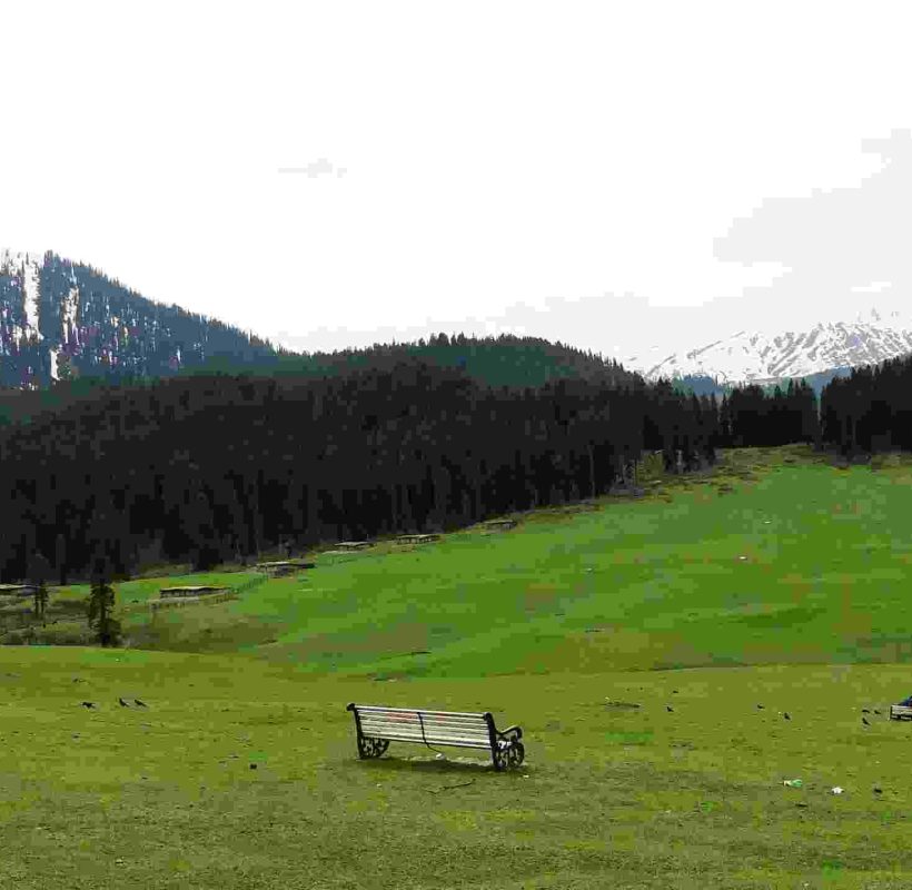 A bench with scenic view Doodhpathri Jammu Kashmir India