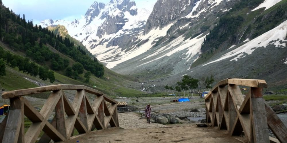 Thajiwas glacier Sonmarg wooden bridge Thajiwas glacier Sonmarg wooden bridge