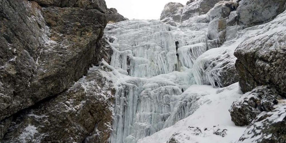 photo of frozen Drung waterfall Tangmarg